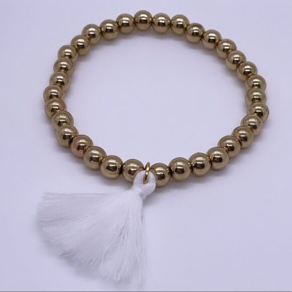 NWT Wool + Pepper Co. Gold Tassel Bracelet - Picture 2 of 6